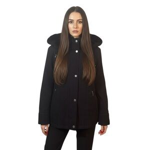 ALIA BLACK FAUX FUR HOODED WINTER COAT WOMAN MEDIUM